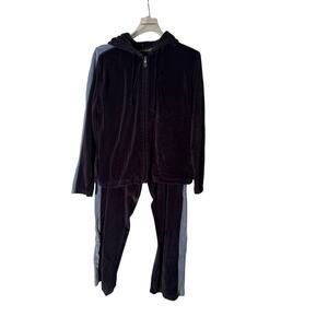 Mountain Lake 2pc Velour Set Cardigan /Pants Women's XL Navy